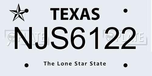 NJS6122 Texas License Plate