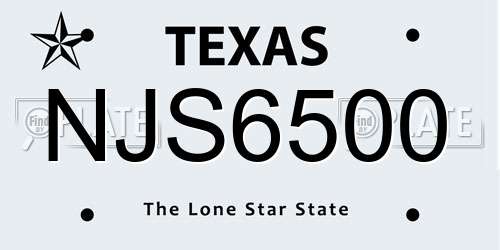 NJS6500 Texas License Plate