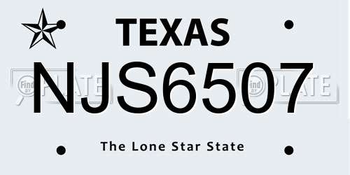 NJS6507 Texas License Plate