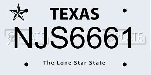 NJS6661 Texas License Plate
