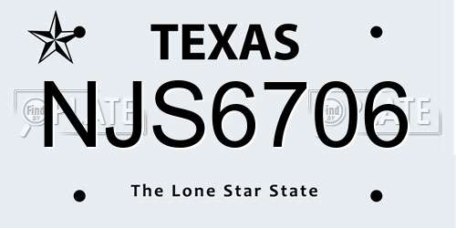 NJS6706 Texas License Plate