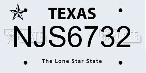 NJS6732 Texas License Plate