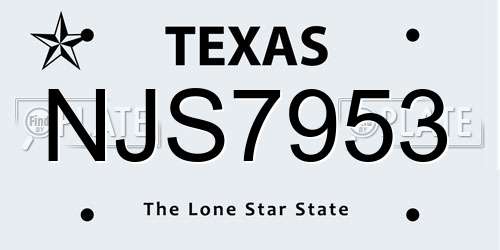 NJS7953 Texas License Plate