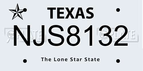 NJS8132 Texas License Plate