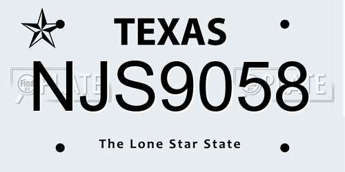NJS9058 Texas License Plate