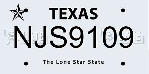 NJS9109 Texas License Plate