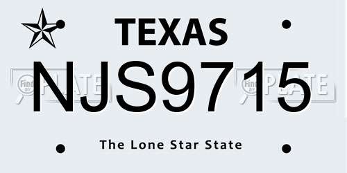 NJS9715 Texas License Plate