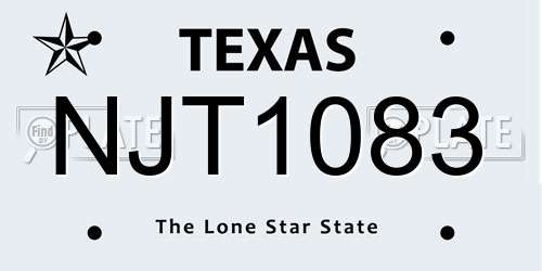 NJT1083 Texas License Plate