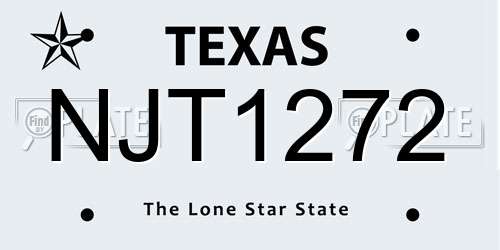 NJT1272 Texas License Plate