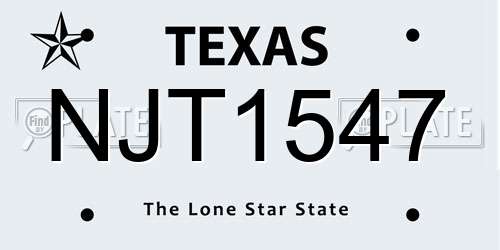 NJT1547 Texas License Plate