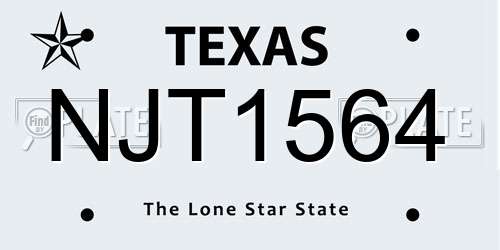 NJT1564 Texas License Plate