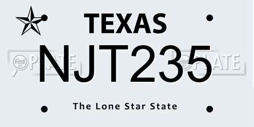 NJT235 Texas License Plate