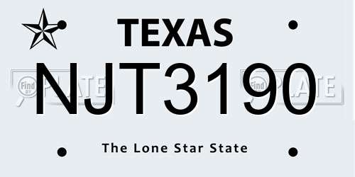 NJT3190 Texas License Plate