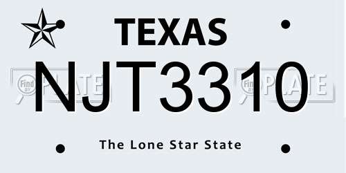 NJT3310 Texas License Plate