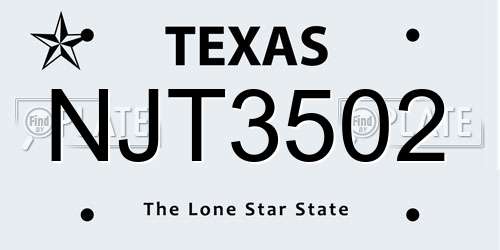 NJT3502 Texas License Plate