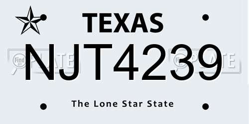 NJT4239 Texas License Plate