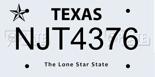 NJT4376 Texas License Plate