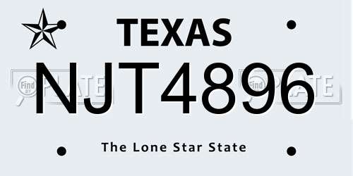 NJT4896 Texas License Plate