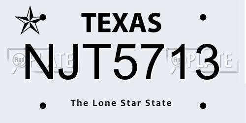 NJT5713 Texas License Plate