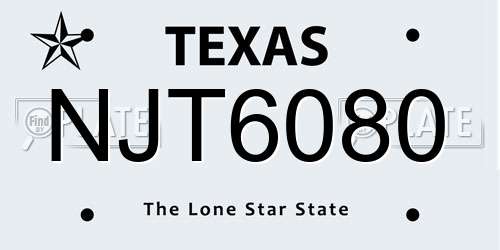 NJT6080 Texas License Plate
