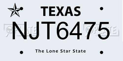 NJT6475 Texas License Plate