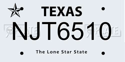 NJT6510 Texas License Plate