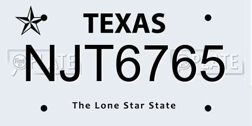 NJT6765 Texas License Plate