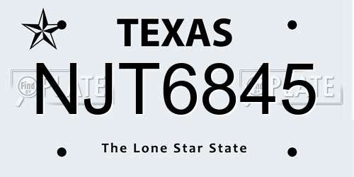NJT6845 Texas License Plate