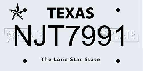 NJT7991 Texas License Plate