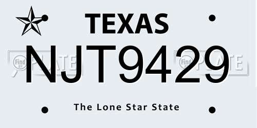 NJT9429 Texas License Plate