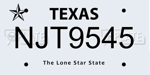 NJT9545 Texas License Plate