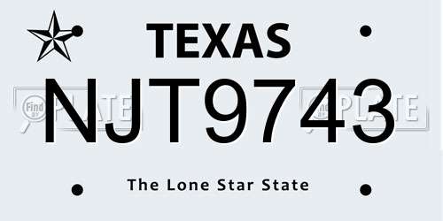 NJT9743 Texas License Plate