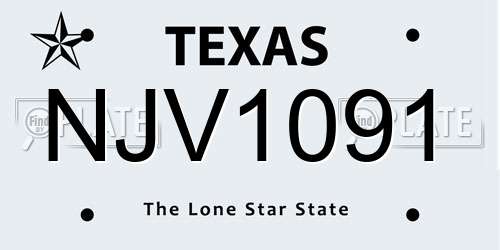 NJV1091 Texas License Plate
