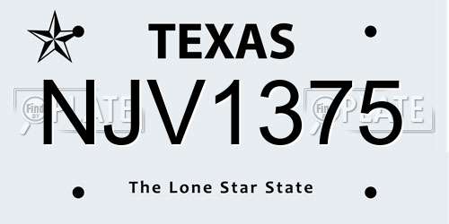 NJV1375 Texas License Plate