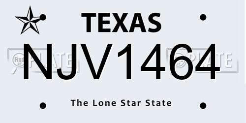 NJV1464 Texas License Plate