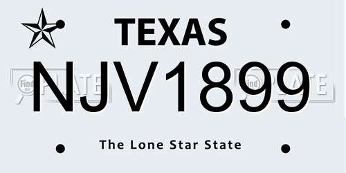 NJV1899 Texas License Plate