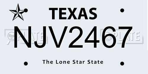 NJV2467 Texas License Plate