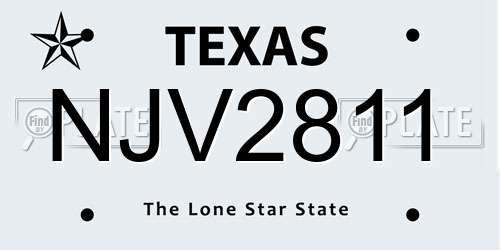 NJV2811 Texas License Plate