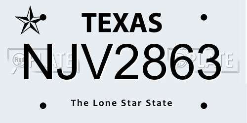 NJV2863 Texas License Plate