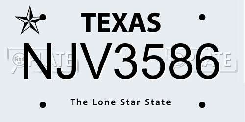 NJV3586 Texas License Plate