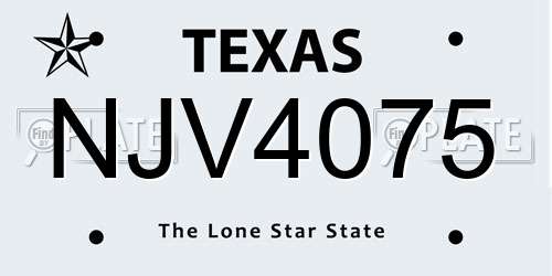 NJV4075 Texas License Plate