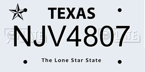 NJV4807 Texas License Plate