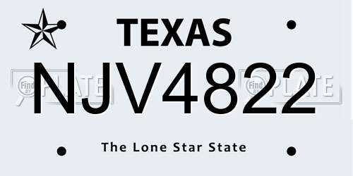 NJV4822 Texas License Plate