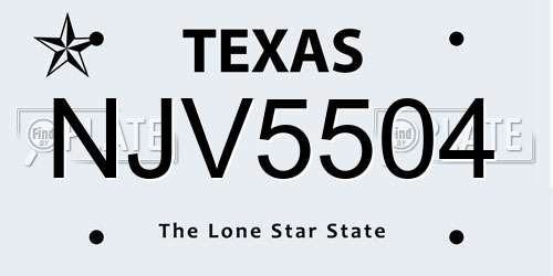 NJV5504 Texas License Plate