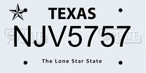 NJV5757 Texas License Plate