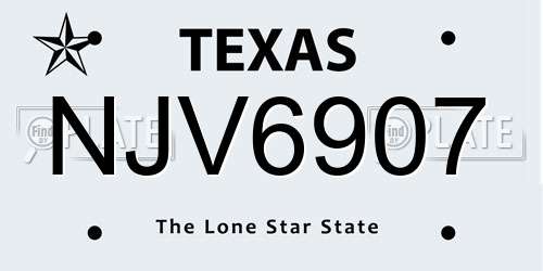 NJV6907 Texas License Plate