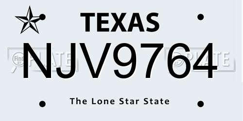 NJV9764 Texas License Plate