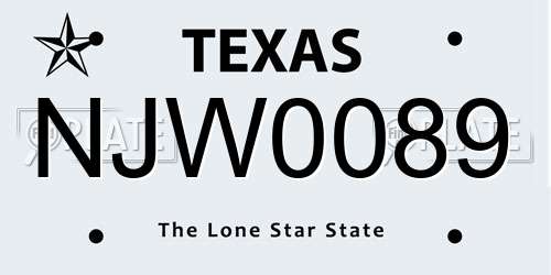 NJW0089 Texas License Plate