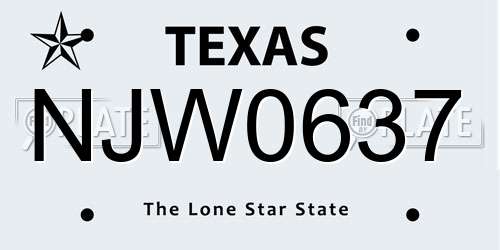 NJW0637 Texas License Plate