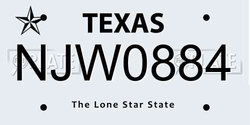 NJW0884 Texas License Plate